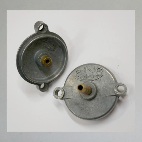 (32-106) Schwimmerkammer Deckel für Bing Vergaser Typ SLA, zB Sachs 501 mit Bing Vergaser 1/19/31---Orig. Gebraucht---