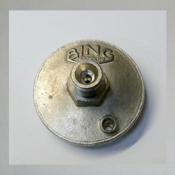 (32-600) Schwimmerkammer-Deckel mit Gewinde für Bing Motorrad-Vergaser, Messing vernickelt