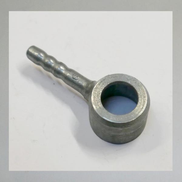 (34-080) Schlauchanschluss/ Schwenkanschluss für Bing Motorradvergaser, Zulauf von unten (6mm, gerade) ori. Neuteil