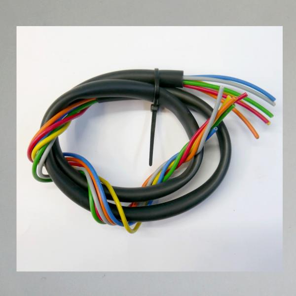 Kabel für Hupenknopf oder Hupenschalter oder Abblendschalter, schwarz mit 6 Adern für Motorrad, Moped, Mokick 50er-80er Jahre