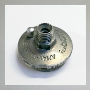 Schwimmerkammerdeckel---mit Schriftzug---metrisches Gewinde---für Amal Kleinvergaser (G4)---Gebr. Originalteil---