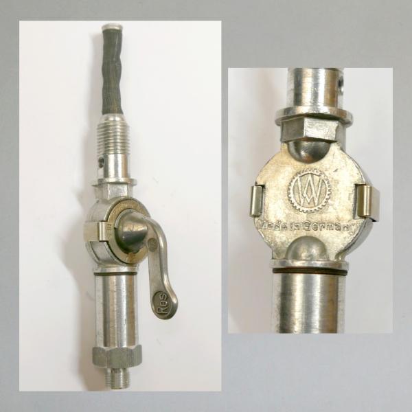 BH---Benzinhahn AW für Sachs 98, Gewinde R/G 1/4 Zoll---langes Gewinde für Tankhälften-Verbinder---Orig. NEU---