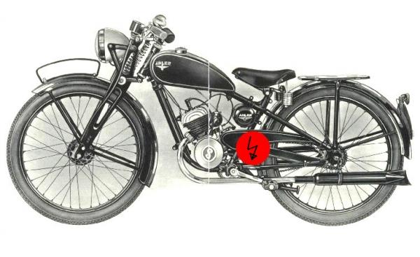 Ergänzung zu Kabelbaum Sachs 98: Batterie hinter dem Motor