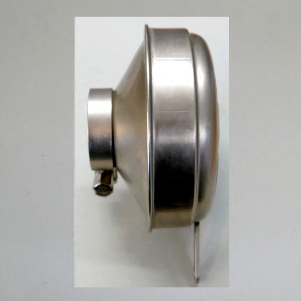 BING Blech-Luftfilter mit Klappe, Anschluss: 40mm/ Aussendurchmesser 113mm---neu vernickelt---