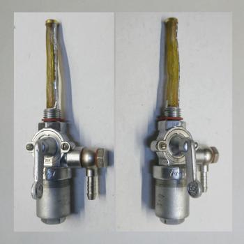 Everbest Becherhahn Benzinhahn: 2 Filter, 1x seitl. drehbarem Abgang für 5mm Schlauch---Tankseitig R/G 1/4 Zoll