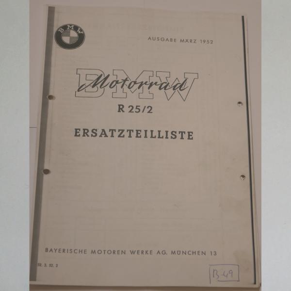 BMW - Ersatzteilliste R 25/2 1952, Kopie