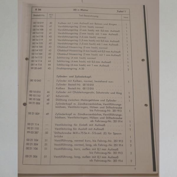 Preview: BMW - Ersatzteilliste R 26 1959, Kopie