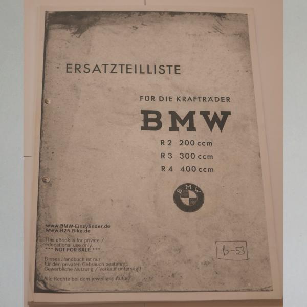 BMW - Ersatzteilliste R 2, R 3, R 4,  Kopie