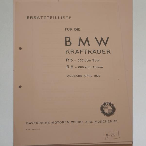 BMW - Ersatzteilliste R 5, R 6 1939,  Kopie