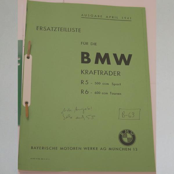 BMW - Ersatzteilliste R 5, R 6, 1941,  Kopie