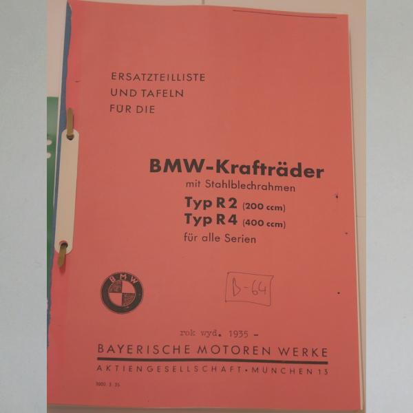 BMW - Ersatzteilliste R 2, R 4, 1935, Kopie
