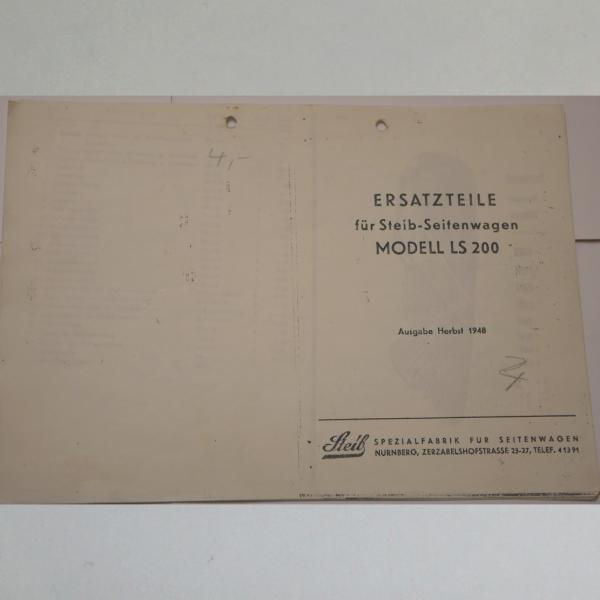 Steib - Ersatzteileliste für Steib-Seitenwagen Modell LS 200 1948, Kopie