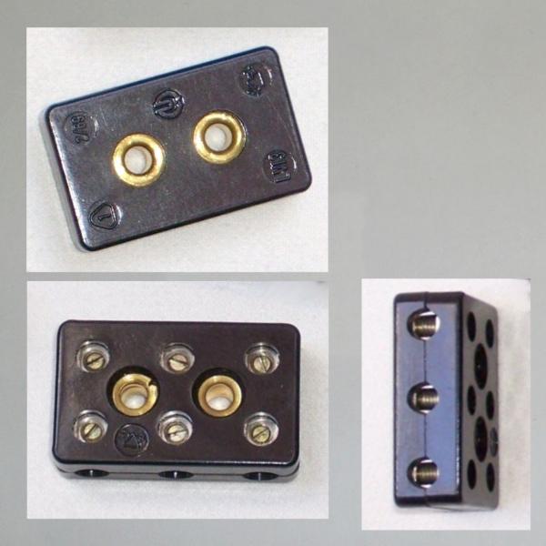 Klemmblock/ Lüsterklemme/ Kabelklemme für Leitungen, 3 Phasig---Original aus Bakelit---