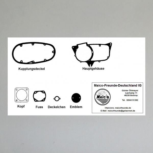 Dichtungssatz/ Motordichtungen/ Motordichtsatz für Maico M 200, M 200 T, Maicomobil MB 200
