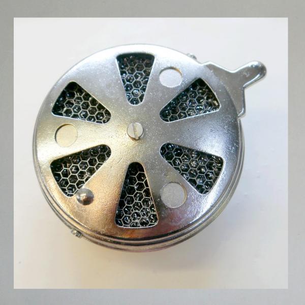 KNECHT Blech-Luftfilter, mit Klappe, Steckanschluss 40mm/ Aussendurchmesser 112mm---Umbau auf Zerlegbarkeit---Ausführung DKW RT 200
