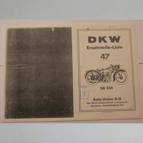 DKW - Ersatzteile-Liste 47 für SB 350, Kopie