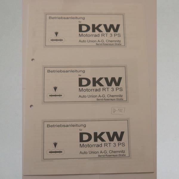 DKW - Betriebsanleitung für RT 3 PS, Kopie