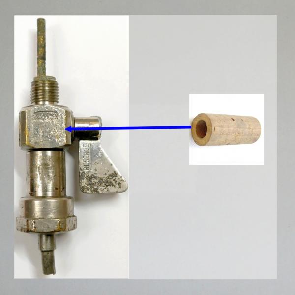 Korkrohr/ Korkwalze für den Everbest Blockhahn (Würfelhahn, schwere Messingausführung) für BMW, Zündapp, Triumph