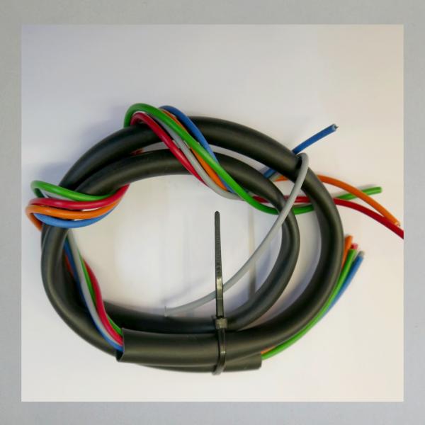 Kabel für Hupenknopf oder Hupenschalter oder Abblendschalter, schwarz mit 5 Adern für Motorrad, Moped, Mokick 50er-80er Jahre