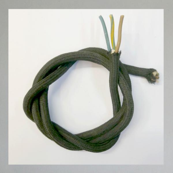 Kabel für Hupenknopf oder Hupenschalter oder Abblendschalter, schwarz, textil umflochten mit 3 Adern für Motorrad 20-40er Jahre