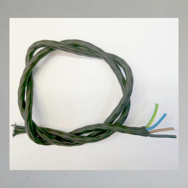 Kabel für Hupenknopf oder Hupenschalter oder Abblendschalter, schwarz, textil umflochten mit 4 Adern für Motorrad 20-40er Jahre