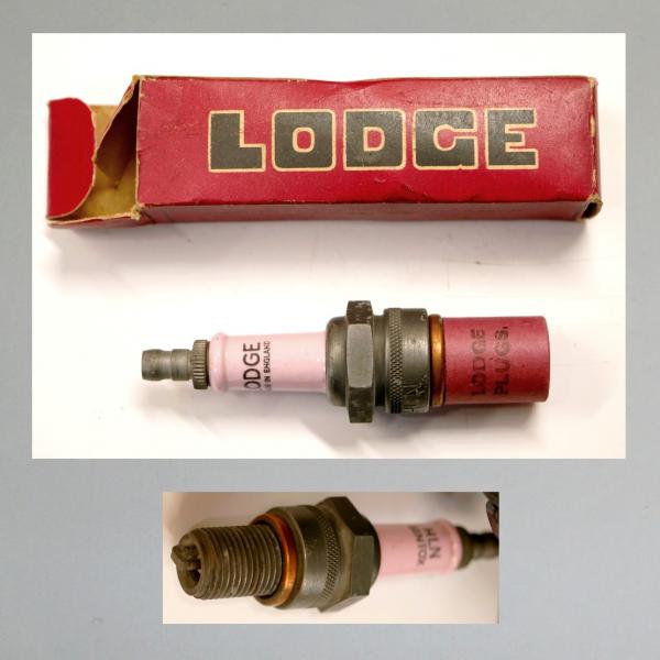 Zündkerze von LODGE (GB), 40er/ 50er jahre, TOP Zustand, schöne Kerze und Karton, Typ "HLN"
