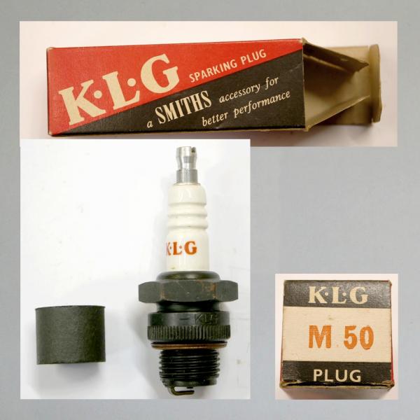 Zündkerze von KLG (GB), 40er Jahre, TOP Zustand, schöne Kerze und Karton, Typ "M50"
