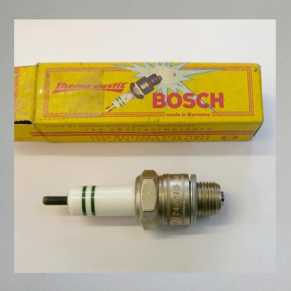 Zündkerze W240-P11S---M14x1,25---Wärmewert 240---Fabrikat Bosch, 50er Jahre---Spezielle Zweitaktkerze!!!--- (Original alt, OVP, NOS)