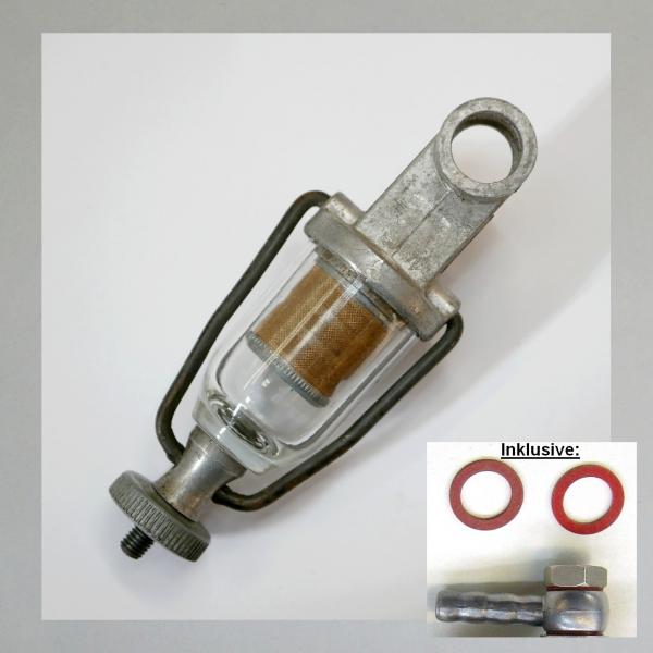 o (BF-IS-kpl-GL) Zulauf-Benzinfilter für BMW Isetta (Hersteller Everbest)(Glasbecher)---Original NEU---