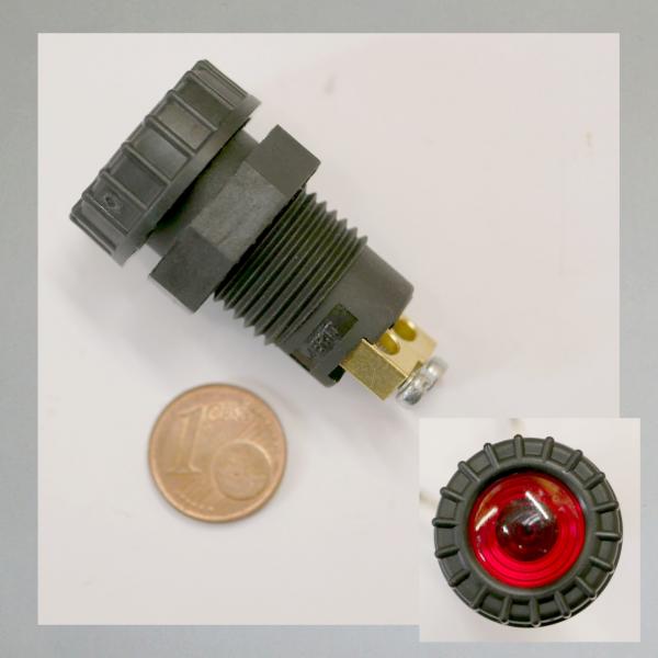 Einschraubhalter, Lampenfassung, Leuchte, Anzeige, Generatorleuchte---rot---Kunststoffblende