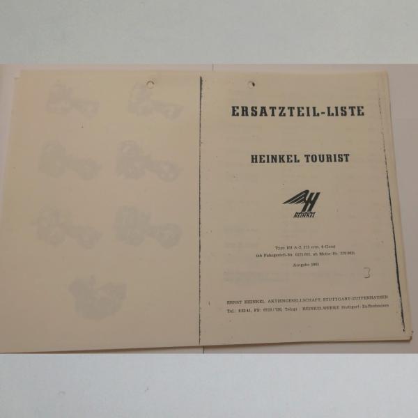 Heinkel - Ersatzteil-Liste Heinkel Tourist 1961, Kopie