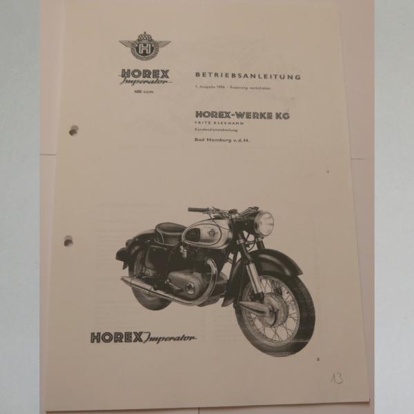 Horex - Betriebsanleitung Imperator 400ccm, 1956, Kopie