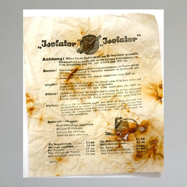 Zündkerze W95T1---M14x1,25---Wärmewert 95---Fabrikat Isolator (Original alt, OVP, NOS) 50er Jahre