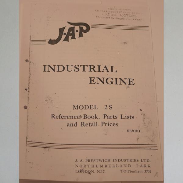 JAP - Handbuch und Ersatzteil-Liste für Modell 2S, englisch, Kopie