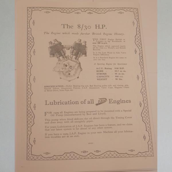 Preview: JAP - Heft über die zwischen 1928-1931 hergestellten JAP-Motoren, englisch, Kopie