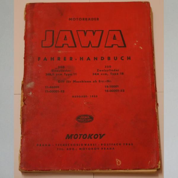 Jawa - Handbuch für 250 Einzylinder und 350 Zweizylinder 1953, original