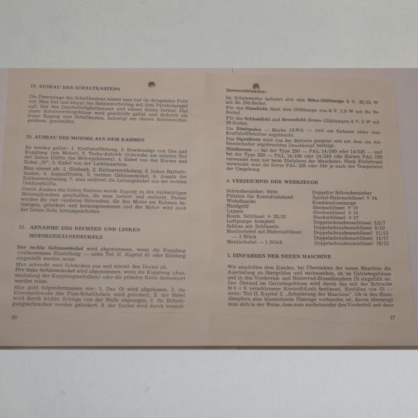 Preview: Jawa - Betriebsanleitung für 250 und 350 Ausgabe 1959, Kopie