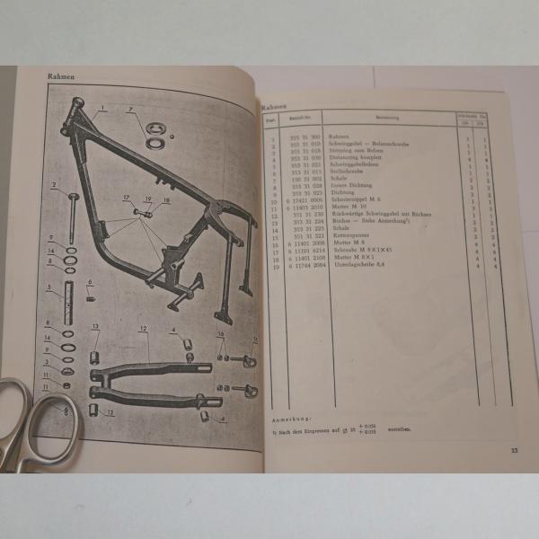 Preview: Jawa - Ersatzteilliste für 125 und 175 Ausgabe 1957, Kopie