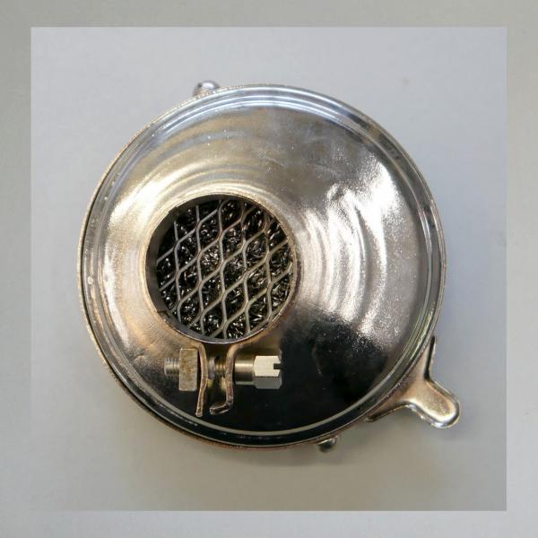 Preview: KNECHT Blech-Luftfilter, mit Blende, exzentrische Ausführung, Steckanschluss 40mm/ Aussendurchmesser 112mm---Umbau auf Zerlegbarkeit---zB für Zündapp Norma, Comfort, Elastic