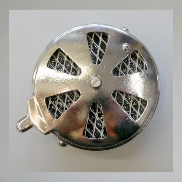 KNECHT Blech-Luftfilter, mit Blende, exzentrische Ausführung, Steckanschluss 40mm/ Aussendurchmesser 112mm---Umbau auf Zerlegbarkeit---zB für Zündapp Norma, Comfort, Elastic