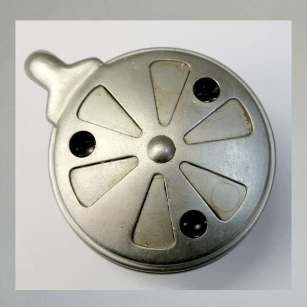 Knecht Blech-Luftfilter für DKW  RT 125, RT125W, Klappe/Blende, Steckanschluss 25mm---neu vernickelt---