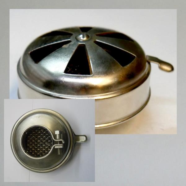 Luftfilter mit Klappe, Anschluss: 40mm, Aussendurchmesser 87mm, original Bing (Gebraucht, neu vernickelt)