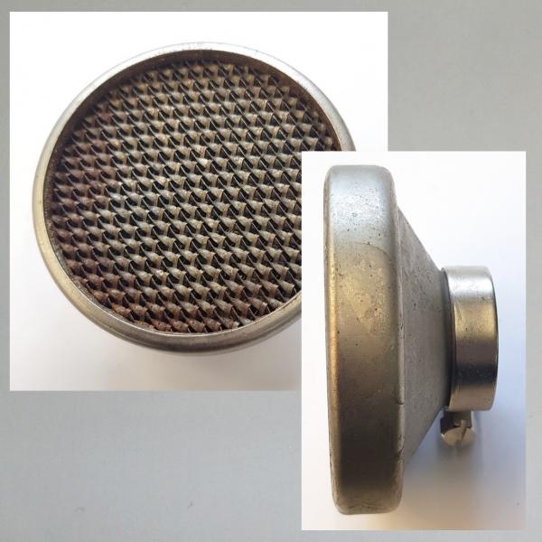 UBK Blech-Luftfilter, offen, einfache Ausführung, Steckanschluss 35mm/ Aussendurchmesser 90---vernickelt---mittlerer Zustand---