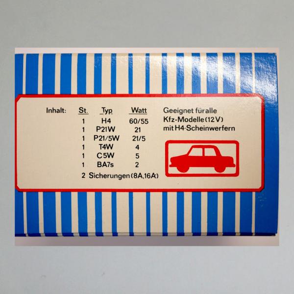 Preview: Ersatzbirnenkasten, Lampenkasten, Reserve Leuchtmittel Kiste: 12 Volt, H4 Scheinwerfer Lampe, weitere Lampen und Sicherungen