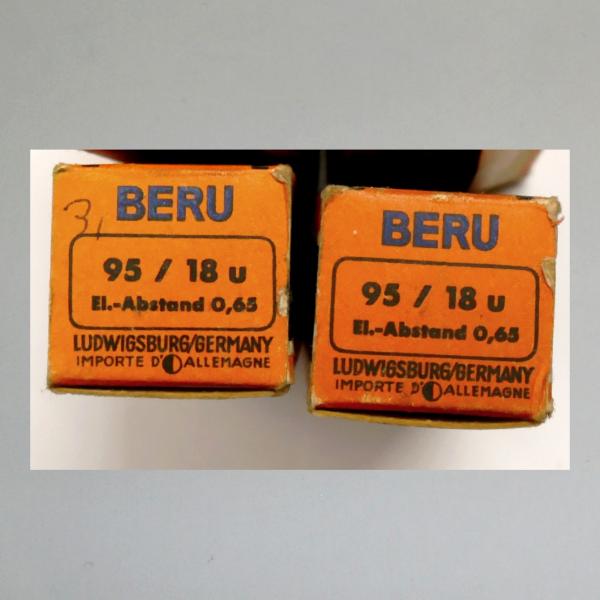Zündkerze M95T1---M18x1,5---Wärmewert 95---Fabrikat Beru (Original alt, OVP) 30er Jahre