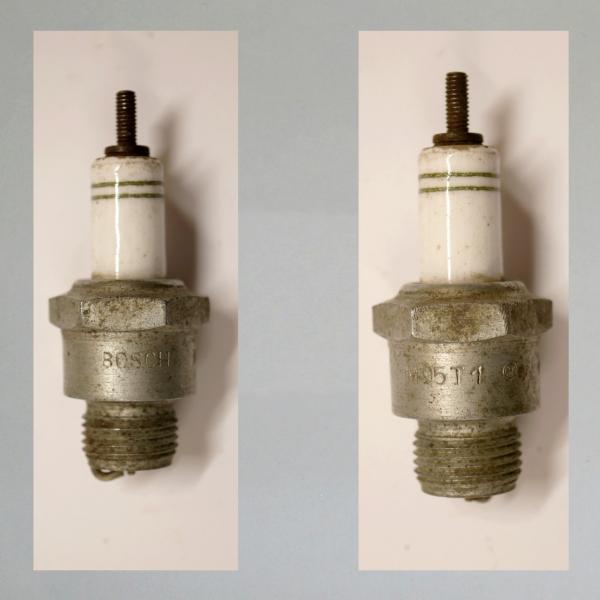 Zündkerze M95T1---M18x1,5---Wärmewert 95---Fabrikat Bosch, 30er Jahre (Original alt, OVP, NOS)---ohne Schachtel---
