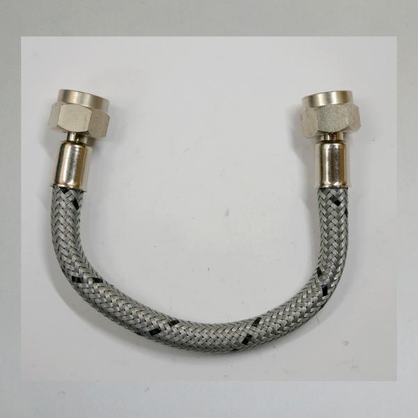 Metall-Gummi-Schlauch, komplett mit Kappen, Schlauchtülle und Überwurf: 5mm innen, Länge: 50cm