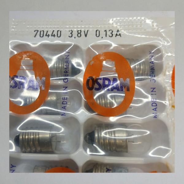 Preview: Osram Glühbirnen für Fahrradbeleuchtung, Display mit 10 Stück 3,8V 0,13A