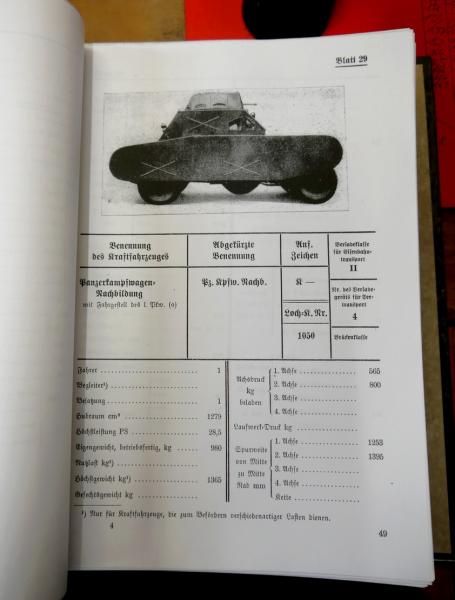 Buchkopie: Anahltswerte über Kraftfahrzeuge und Gerät (10.4.1940) der Wehrmacht