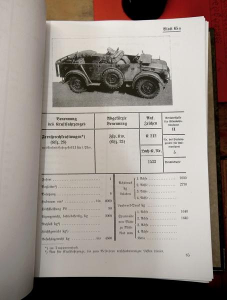 Buchkopie: Anahltswerte über Kraftfahrzeuge und Gerät (10.4.1940) der Wehrmacht